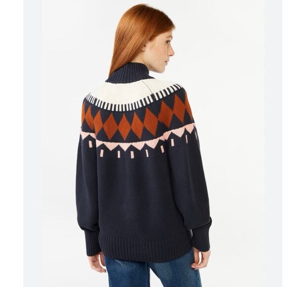 Free Assembly Womens Fair Isle Sweater Turtleneck-Size L - Picture 1 of 8